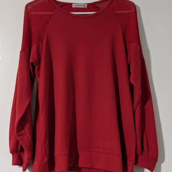 Retrology Sweater Womens Large Red Cable Knit Long Sleeve Round Neck Pullover - Picture 6 of 11